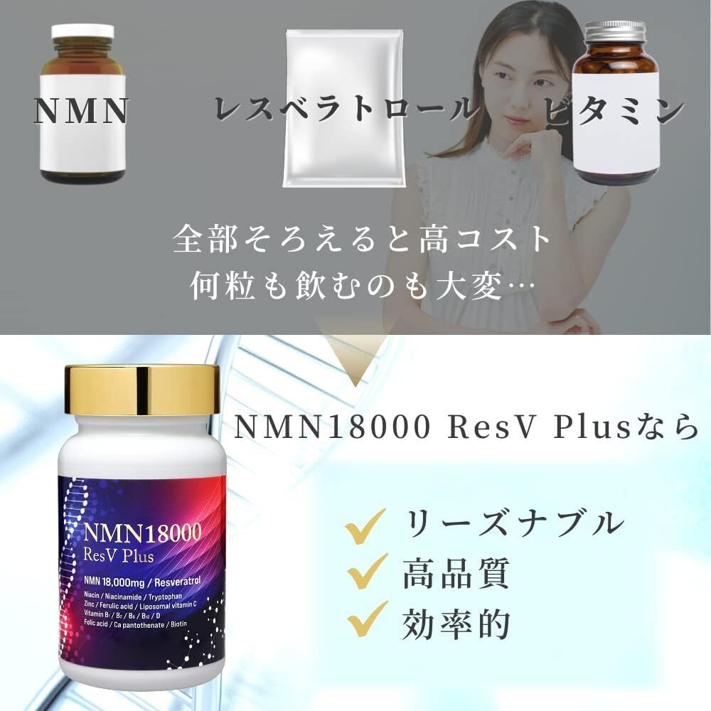 NMN | elife - NMN 18000mg 白藜蘆醇750mg 組合日本製60粒99.9% 以上