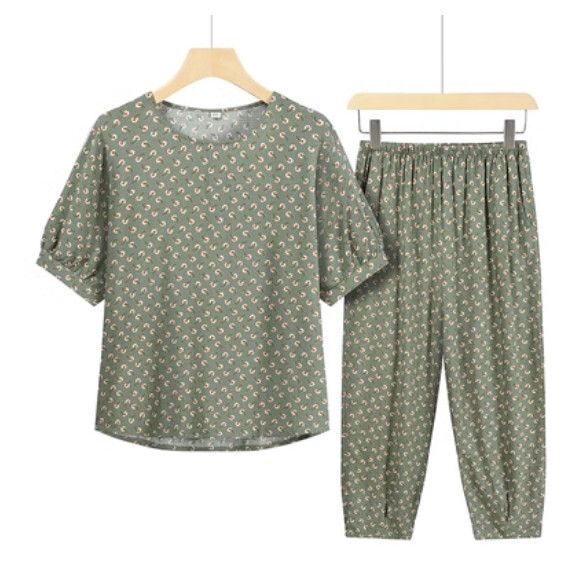 夏季中老年兩件套套裝（淺淺提花）【尺碼：XL-3XL】【下單後聯絡客服確認發貨尺碼】F203013148