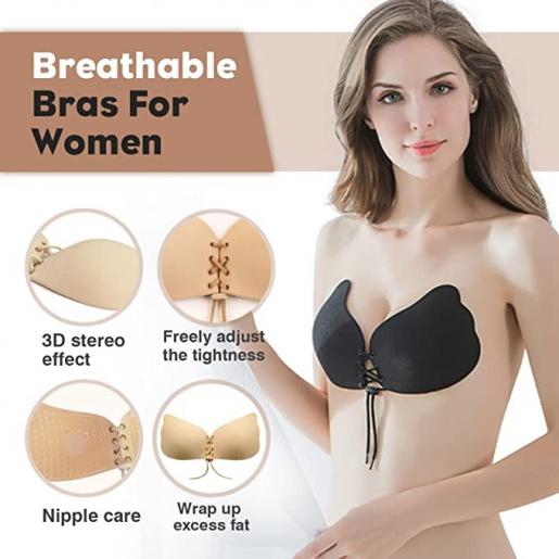 Strapless Viscous Bra, Backless Bra, Breast Lift, Low-Cut Bra for