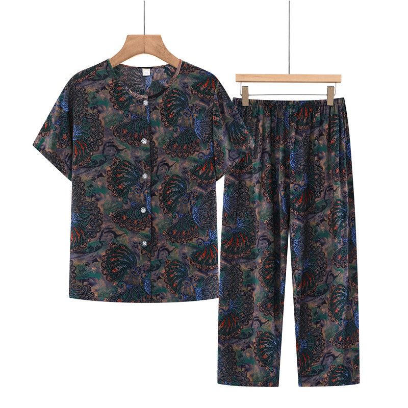老年人短袖套裝( XL-5XL碼 暗夜羽毛）【下單後請聯絡客服確認發貨尺碼】F001099242