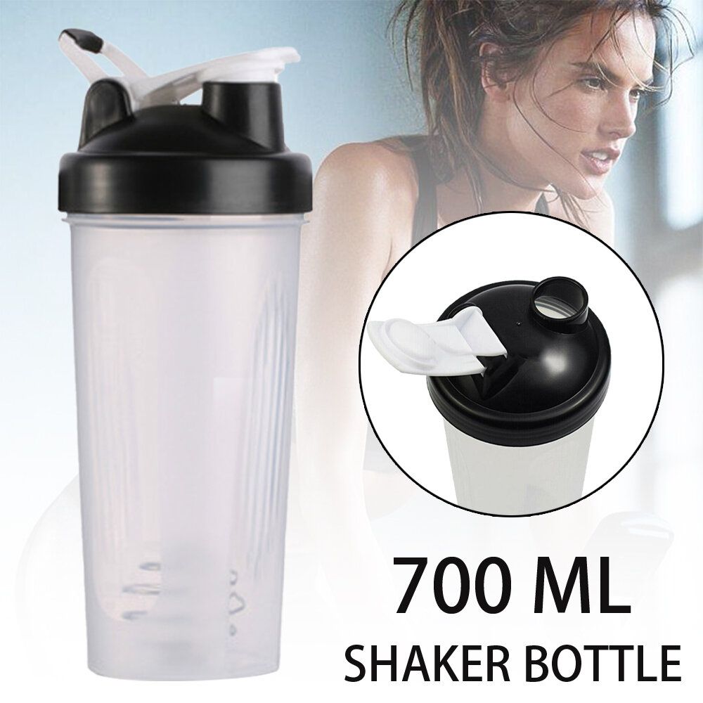 600ML Portable Fitness Plastic Shaker ball bottle Protein Powder Milkshake Water Cup Leak-proof Blender Cup