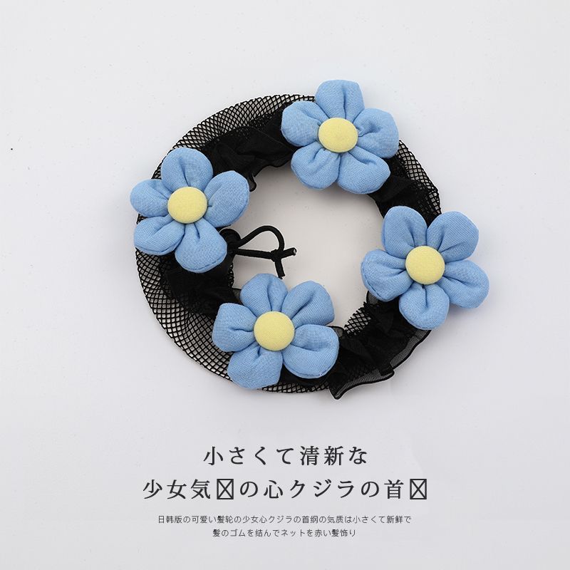 兒童舞蹈髮網盤髮頭繩 頭飾/髮飾(SKU-13-13_藍色花朵)