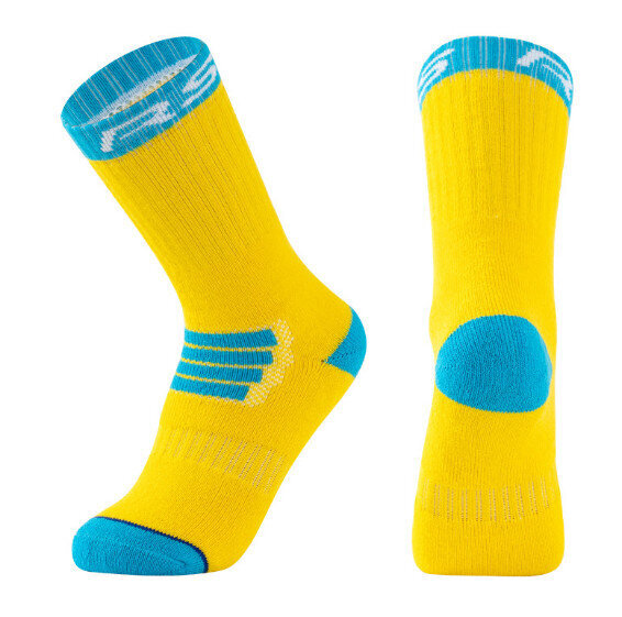 加厚毛巾底兒童運動速滑襪(黃色)【M（7-12歲）】