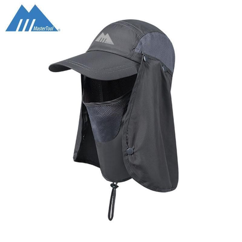 透氣抗UV防紫外線戶外防曬帽(鬆緊可調校) 防曬指數UPF50+ 遮耳遮頸 釣魚帽 漁夫帽 太陽帽 行山帽 披肩帽 遮臉防紫外線帽  男女遮陽帽 面罩 登山帽 農夫帽 - 深灰色