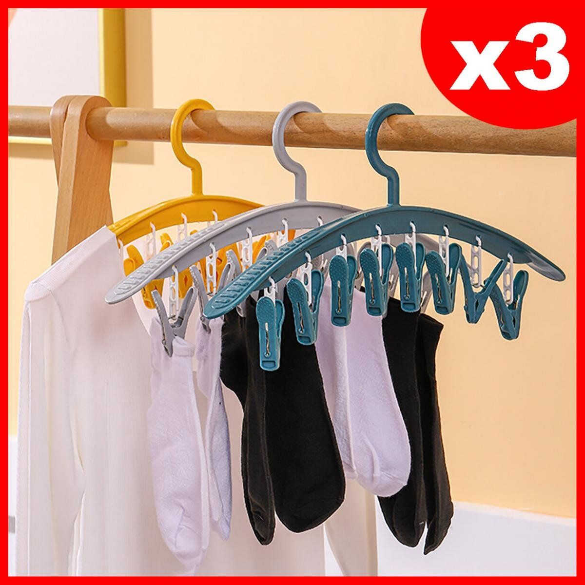 3pcs- Plastic Trouser & Skirt Adjustable Clip Hangers Non Slip Flocked Skirt Hangers