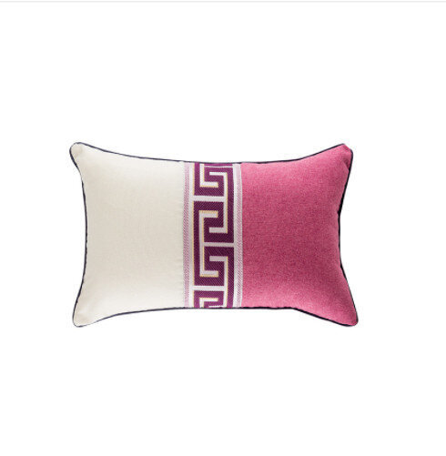 棉麻家居沙發靠墊腰枕（紫色中拼 長）尺寸:30X45cm(枕套+枕芯）
