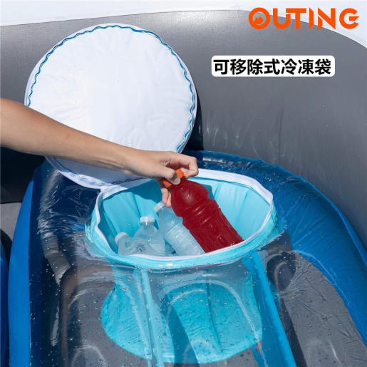 OUTING, Water Inflatable 6-person Boat Portable Floating Boat Summer Party  Bay Floating Leisure Bed