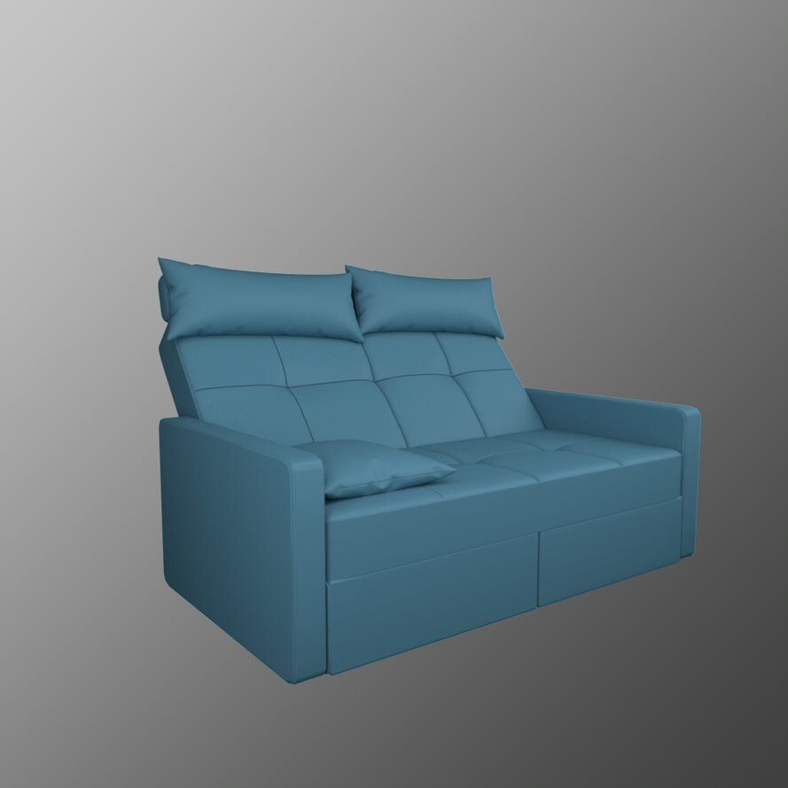 High grade solid wood checkered with headrest, removable washable combing bed, transferable technology, sofa bed, solid mop 3135 (126CM blue 011 style, tarpaulin sponge model)