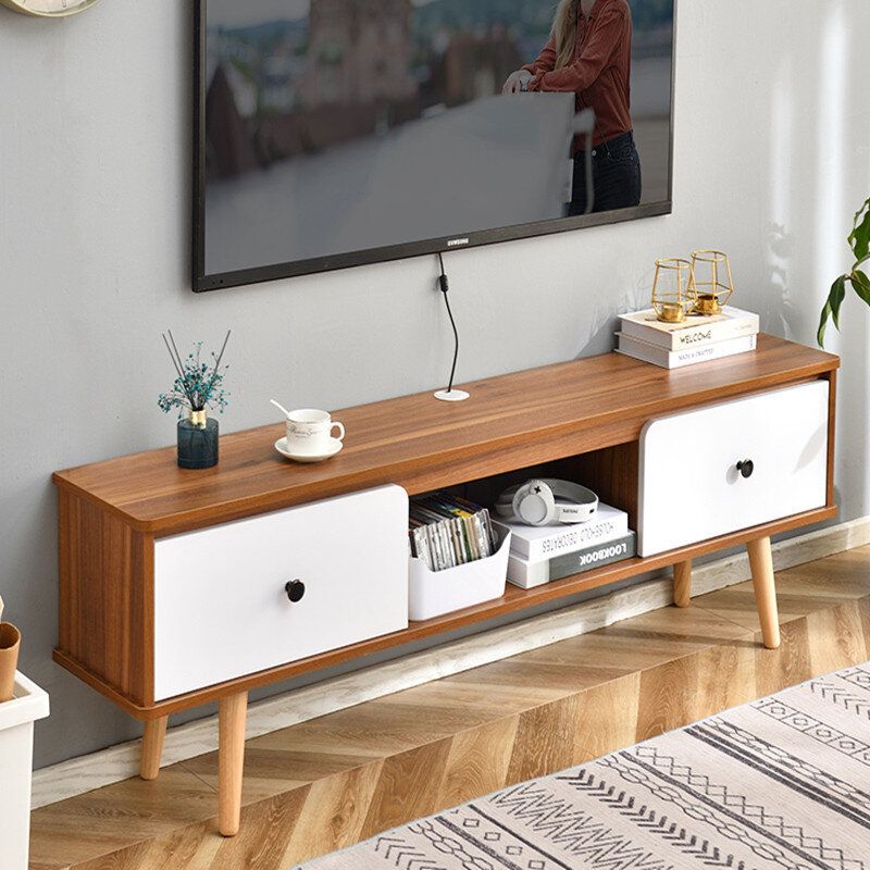 Solid wood TV cabinet small living room home storage storage cabinet  W120CM