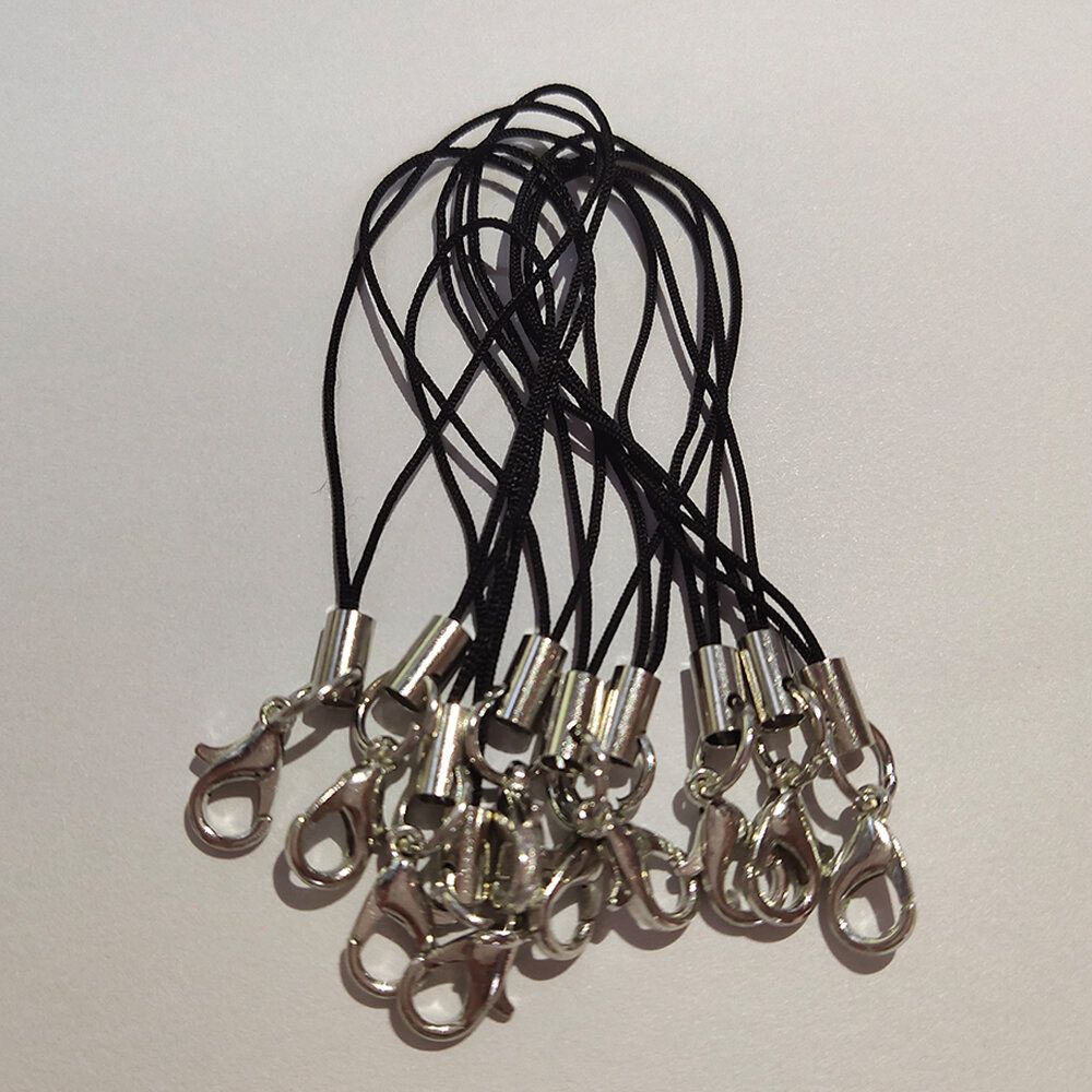 10pcs lobster claspd mobile phone strap black Lanyard Jewelry Cord DIY Accessory