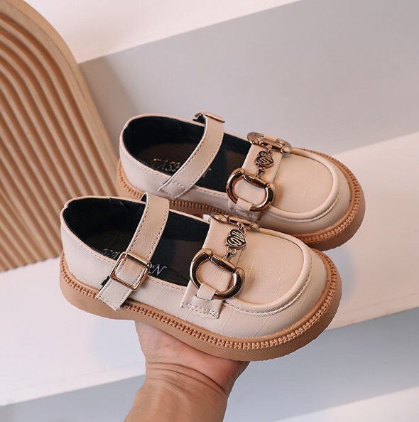 兒童休閒單鞋【26-36碼】【米白色】(下單後聯絡客服確認發貨尺碼) #F246010385