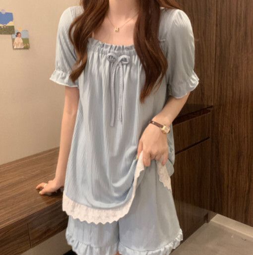 公主風睡衣（藍色套裝均碼）