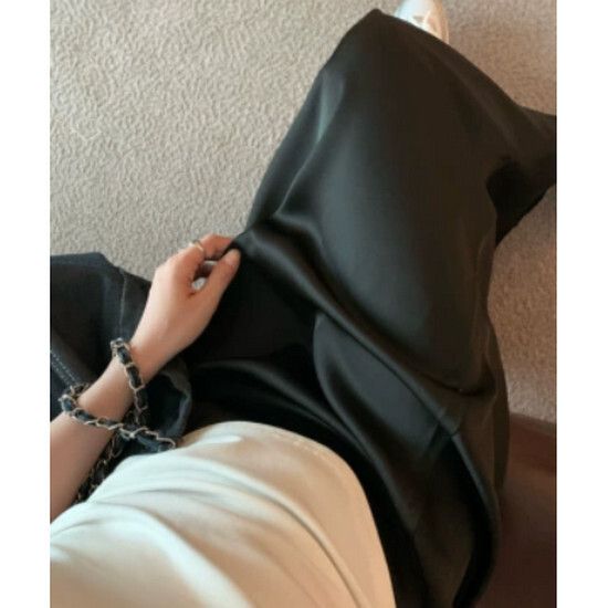 絲滑緞面垂感半身裙【黑色】【均碼】#K012003196