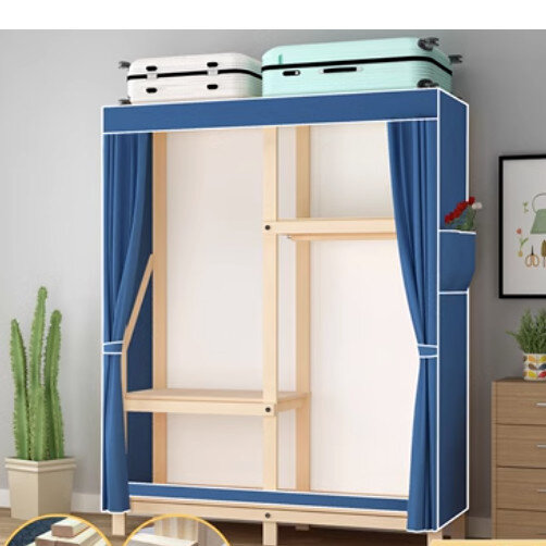 家用組裝收納布衣櫃（DM85款深藍色（長85*深45*高168cm）無門）#N270_005_020