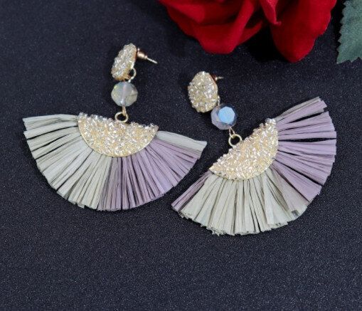 復古度假籐編拉菲草耳釘(下單後請聯絡客服確認發貨款式)