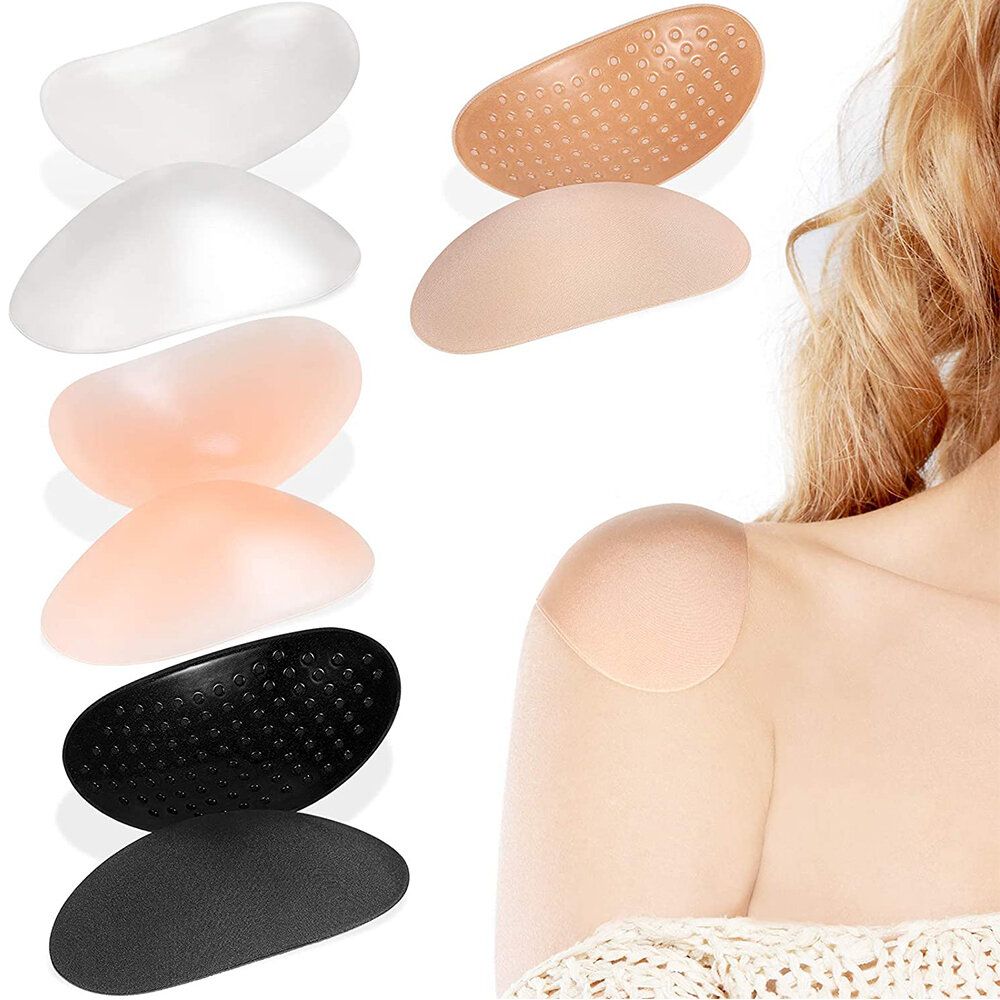 [1對裝] 皮膚色 海綿墊肩美肩墊  自粘隱形防溜肩窄男女通用肩墊