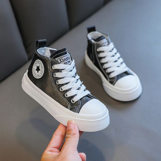 兒童板鞋 百搭小白鞋（黑色 24碼-33碼）（下單後請聯酪客服確認發貨尺碼）#K018001421