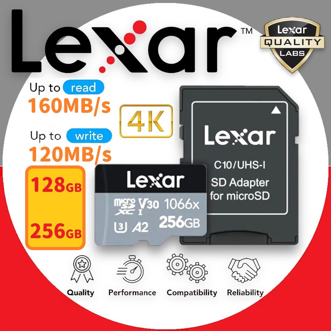 雷克沙 128GB 1066x Professional microSDXC 記憶卡 連SD卡轉接器(160MB/S)4K U3 C10 V30 (LMS1066128G-BNANG) -【原裝正貨】