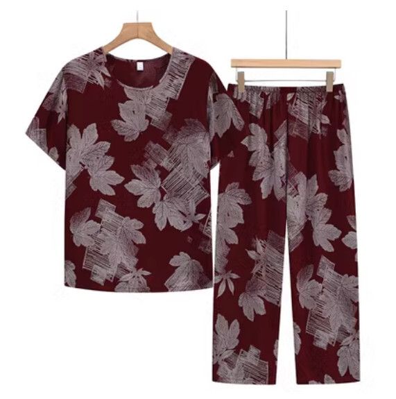 夏季中老年棉綢睡衣套裝（3號色）【尺碼：XL-4XL】【下單後聯絡客服確認發貨尺碼】F203013074