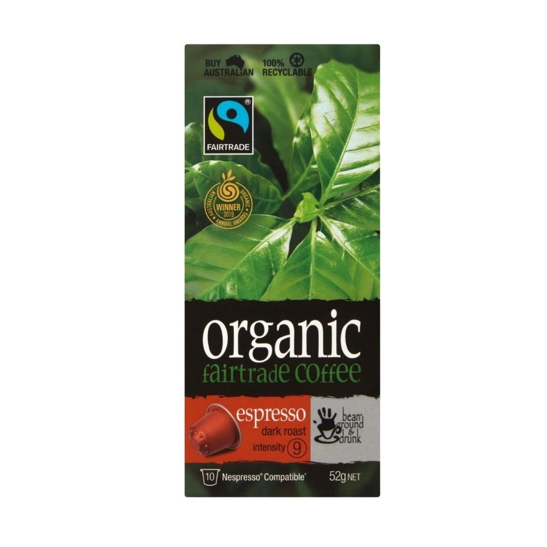 Espresso Dark Roast Coffee Capsule (Nespresso® Compatible) - Aus. Organic Fairtrade [Exp: 22/03/25]