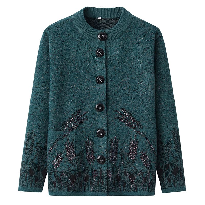 中老年開衫毛衣外套(XL-4XL碼 綠色）【下單後請聯絡客服確認發貨尺碼】F001099594