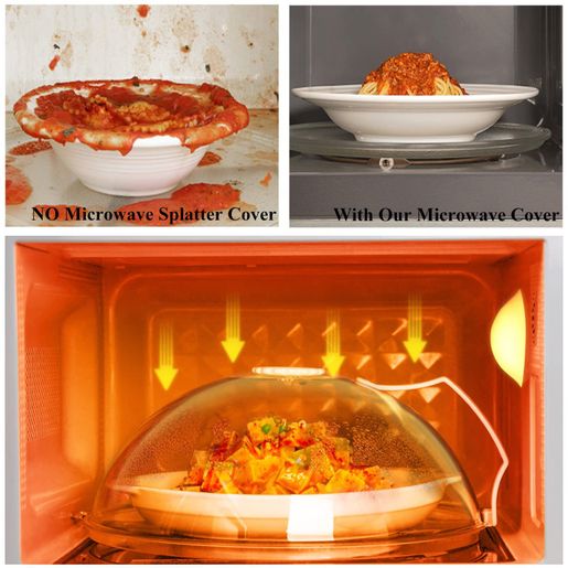 Microwave Splatter Cover for Food 12",Large Clear Microwave Splash  Guard Cooker