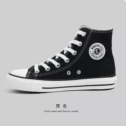 高幫帆布板鞋（黑色   尺碼：35-44）(下單後聯絡客服確認發貨尺碼)#F091019138