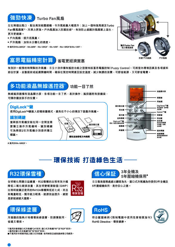 日立 | RAW-XH10CA 1匹變頻窗口式冷氣機 | HKTVmall 香港最大網購平台