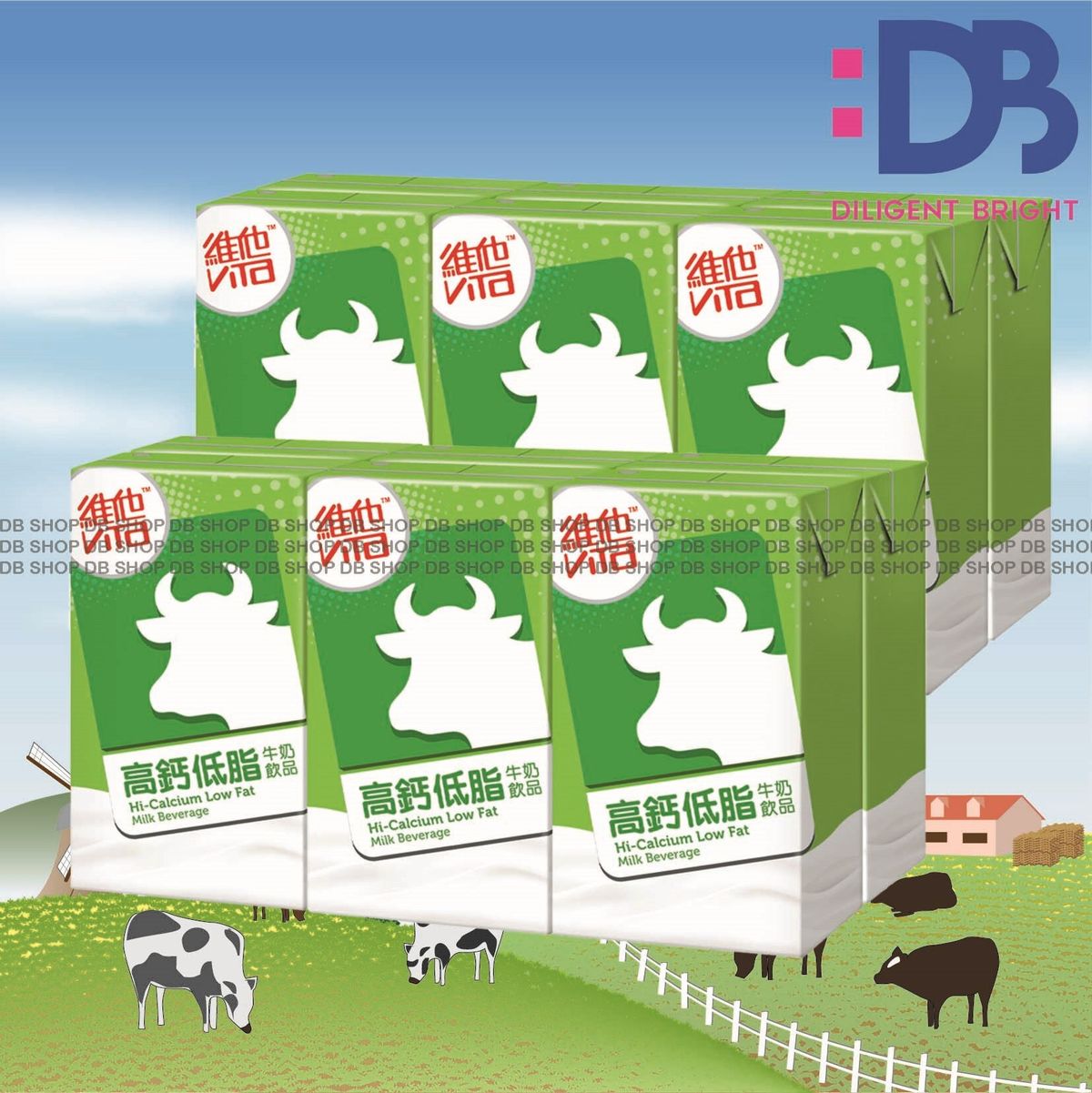 紙包裝-高鈣低脂牛奶 (250毫升 X 6 X 2)  