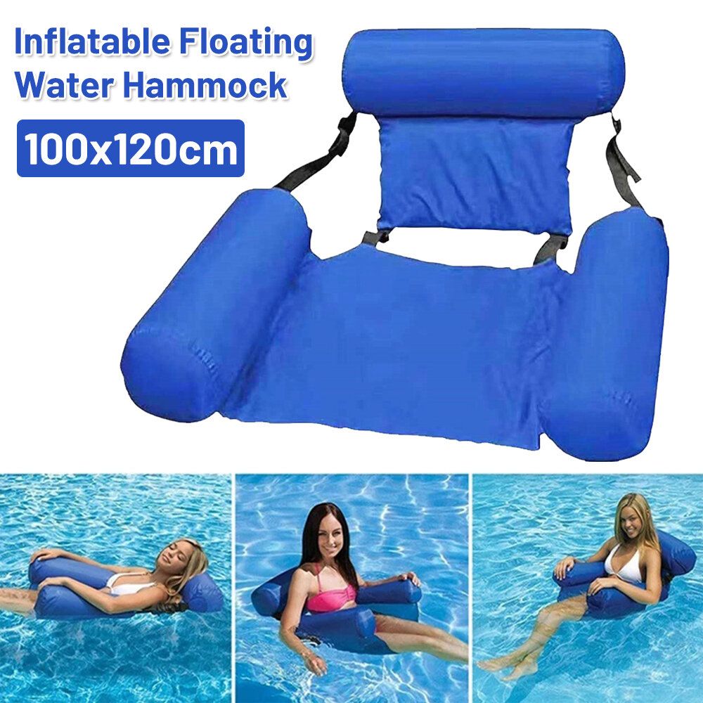 Inflatable net hammock foldable double-use backrest floating board water recreation deck chair