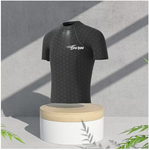 男士游泳泳衣（黑色印花短袖）（L-5XL）（下單後跟客服聯系發貨的尺寸）#H324003103