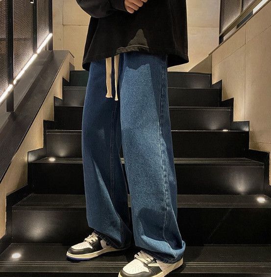 復古男士牛仔褲直筒寬鬆闊腿褲【深藍色】(尺碼：S-3XL）【下單後請聯絡客服確認發貨尺碼】#S158036313