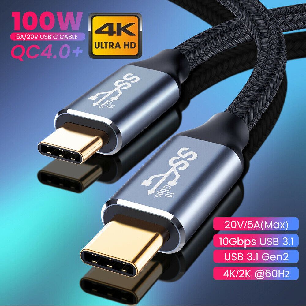 0.5M USB-C To USB-C 3.1 Gen2 Cable Fast Charging 10Gbps 4K 100W Video Data Transfer