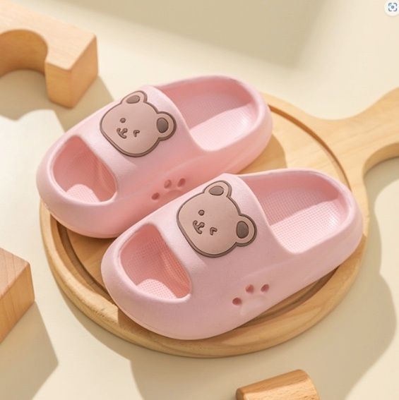 兒童可愛小熊厚底防滑軟底拖鞋（小熊-粉色 ）28-29碼-外長約:16cm