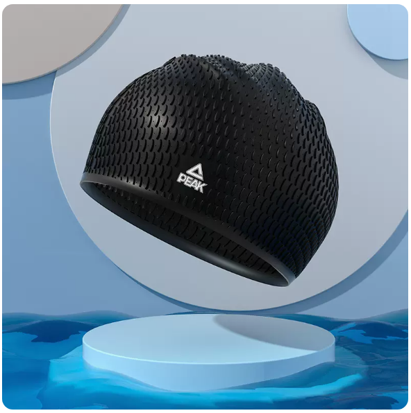 防水不勒頭護耳泳帽（黑色【水滴泳帽】）（均碼）
