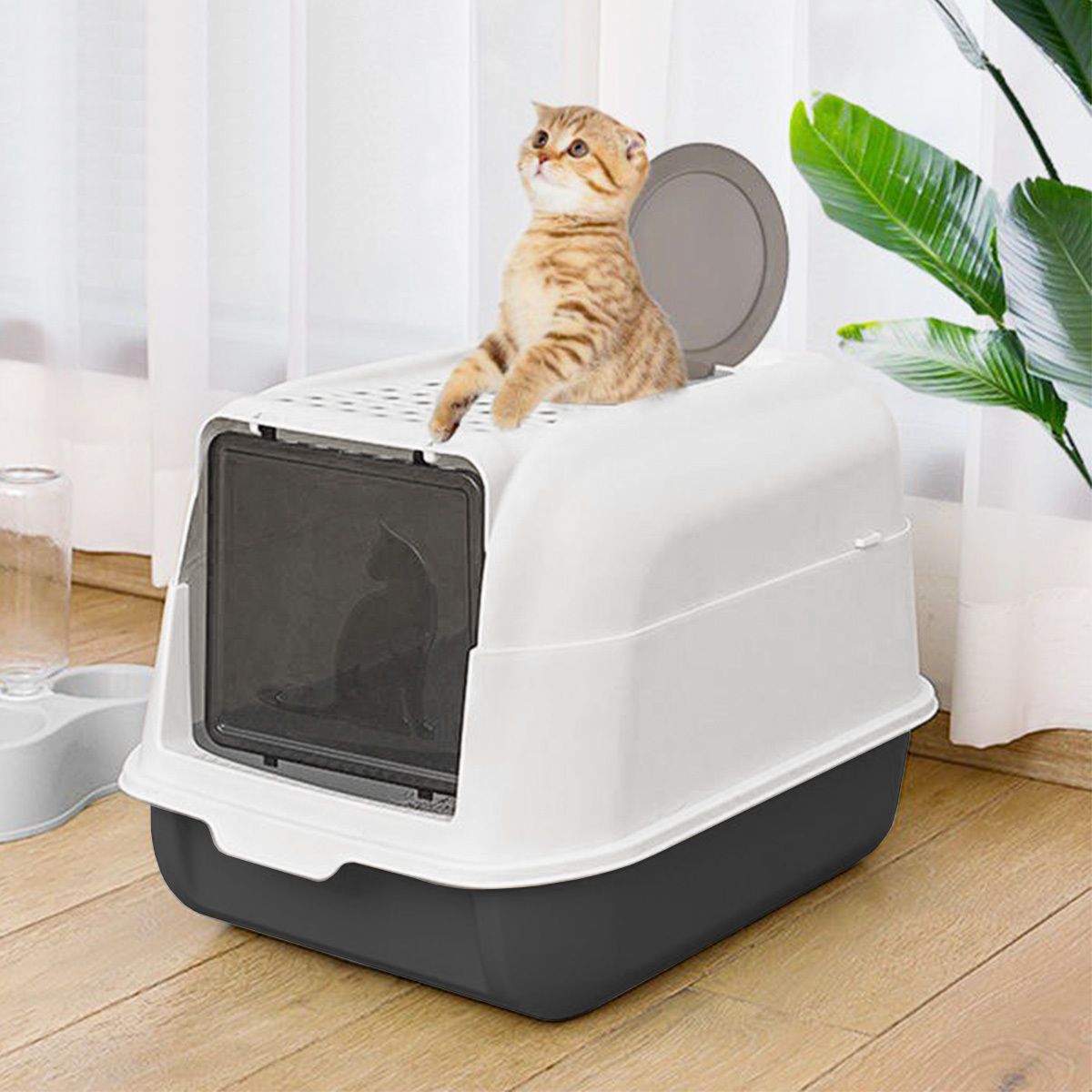 HAKURYU Big size cat litter box, fully enclosed, odorproof cat