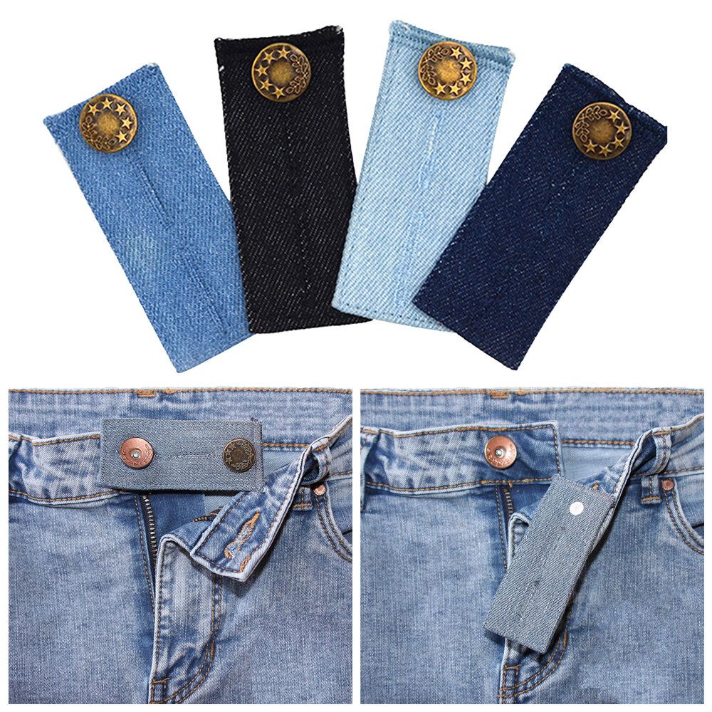 4pcs Waist Band Extender Button Denim Buckle  Belt Extension  Fat Belt Extension Adjuster Elastic Buckle Waist Extension