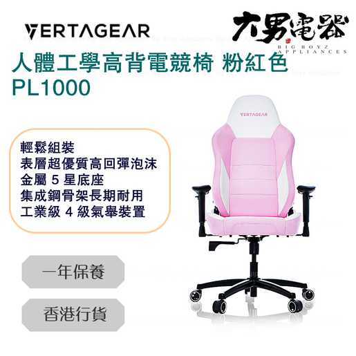 VERTAGEAR PL1000 Ergonomic High Back Gaming Chair Pink Color