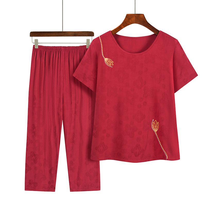 老年人短袖套裝( XL-4XL碼 6款紅色）【下單後請聯絡客服確認發貨尺碼】F001099262