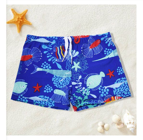 兒童平角游泳褲【均碼（身高110-130CM，30-50磅）】【藍色海馬】 #H161023831