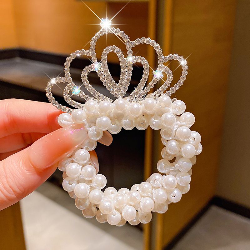 兒童公主皇冠頭飾皮筋頭花髮圈（2#水鑽皇冠)