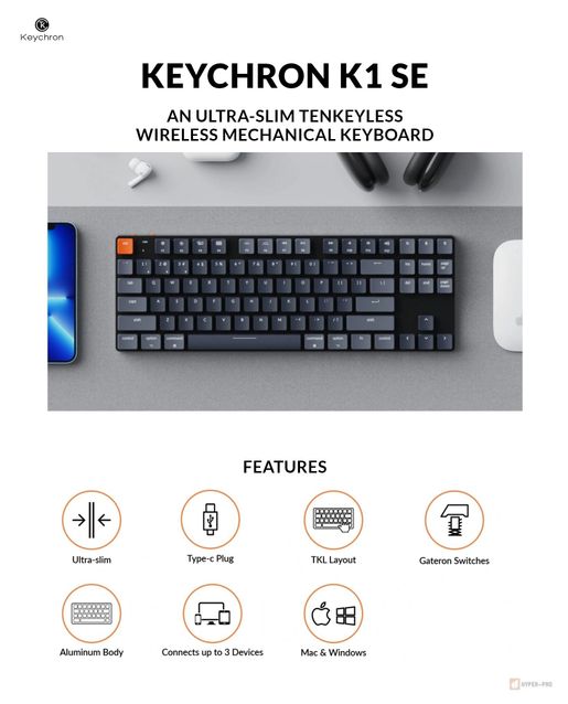 Keychron | K1 SE RGB 機械鍵盤- 茶(啡)軸| 顏色: 茶軸| HKTVmall 香港