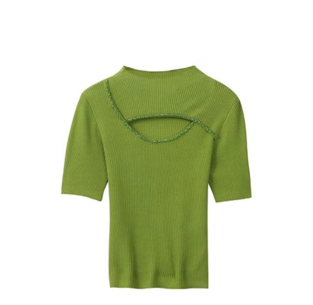 修身短袖針織衫（綠色 S-XL碼）(下單後聯絡客服確認發貨尺碼)#F111048475
