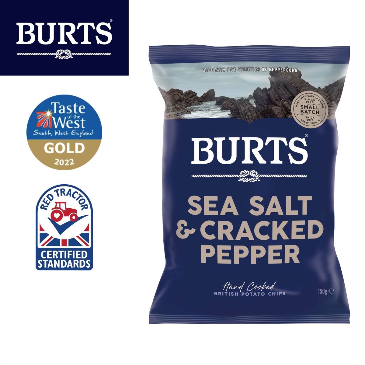 Sea Salt & Cracked Pepper Hand-cooked Chips 150g  (01438)