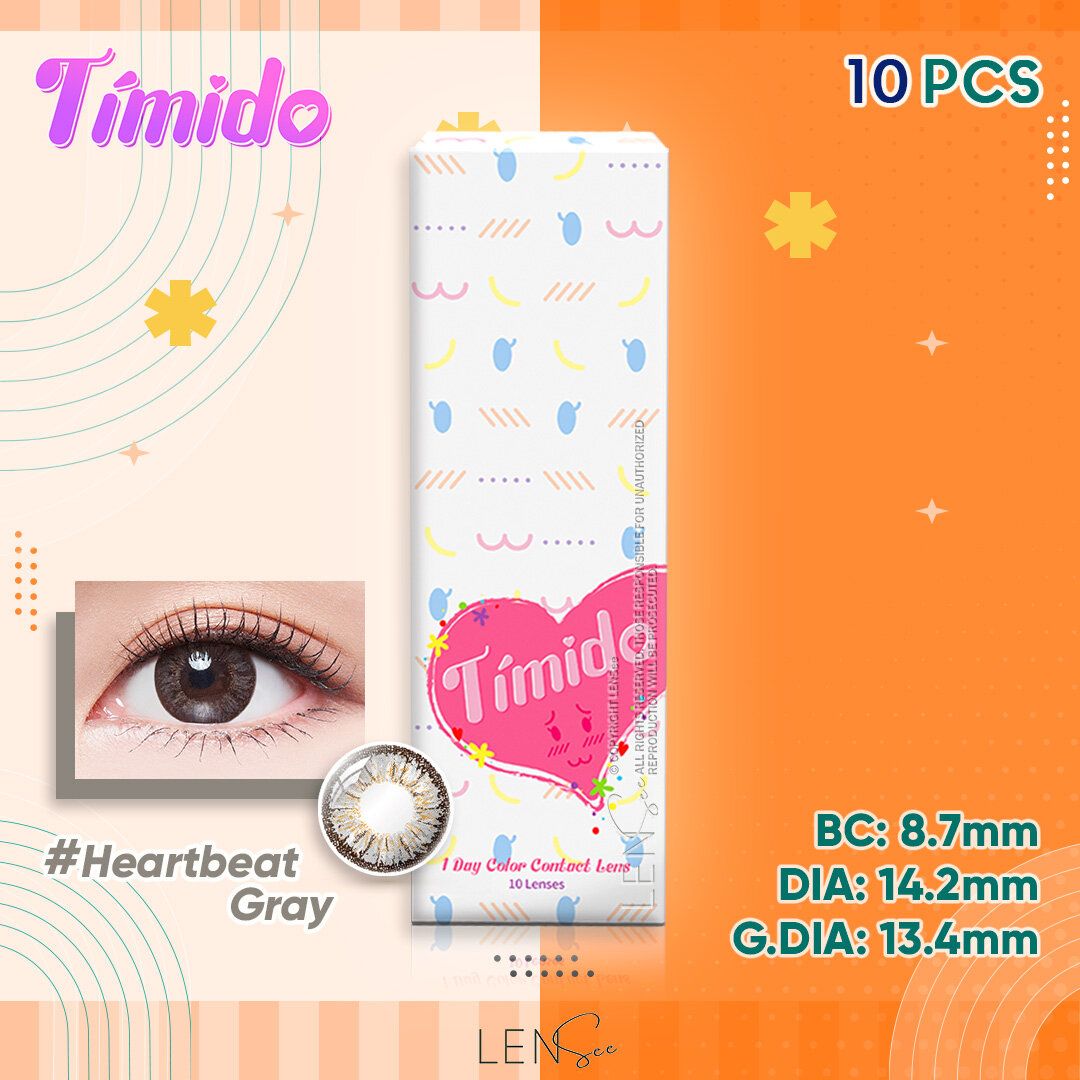 Timido 日拋彩色隱形眼鏡 - Heartbeat Gray (10片裝) (度數 -0.00)