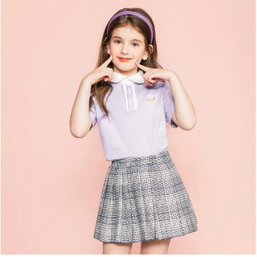 中大童裝短袖T恤（金色logo愛心紫色 尺碼：110-160碼）（下單後聯絡客服確認發貨尺碼）#S091022095