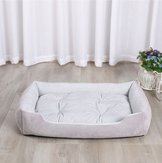 寵物狗床（顏色：淺灰色，規格：XL-80*58*12cm）