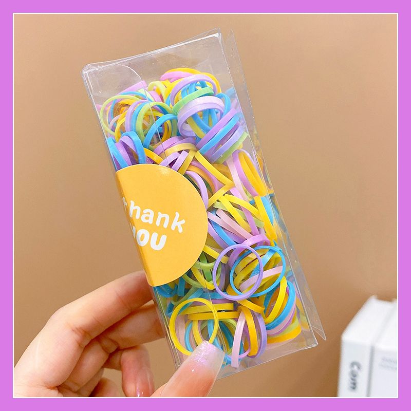 兒童一次性紮頭髮皮筋頭飾(3#春天色-300根裝)