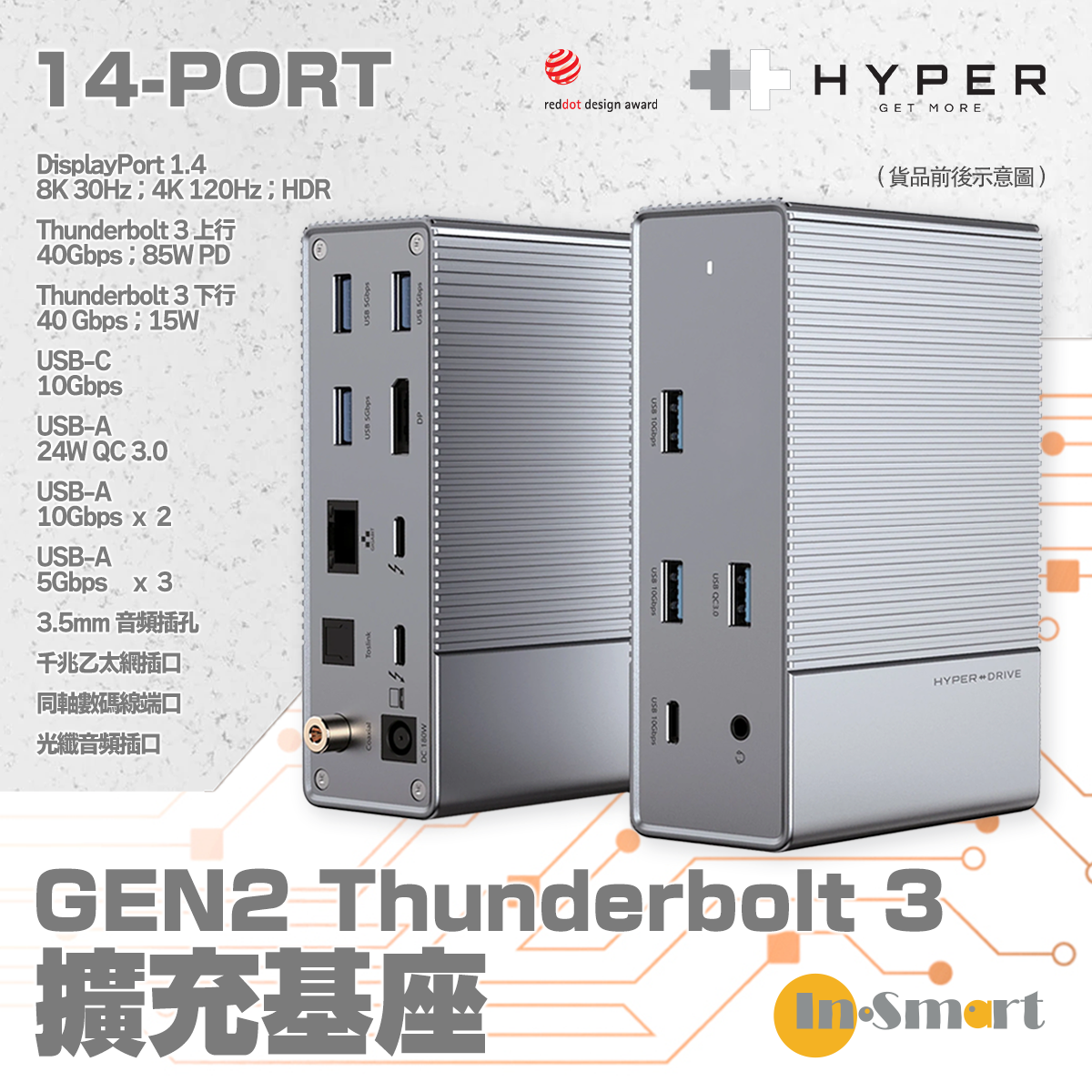 GEN2 Thunderbolt 3 14合1 擴充基座 MacBook 適用 USB-C 集線器 多功能轉換器 擴展器 擴充座  Type-C Convertor Hubs PD 快充85W