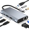 Type-c smart docking station eight-in-one dual HDMI+VGA+USB expansion split-screen hub HUB 